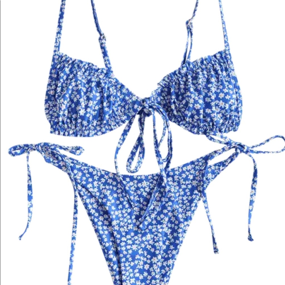 Floral tie front string bikini - Picture 8 of 10